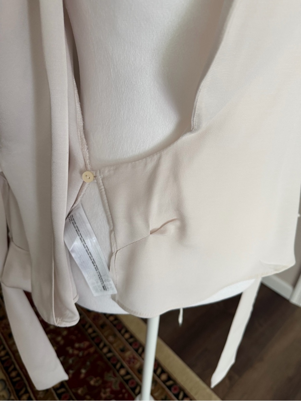 Mango Soft Cream Wrap Blouse with Side Tie - Picture 9 of 11
